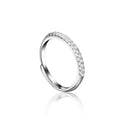Open Adjustable Platinum Plated Wedding Band Full Zircon Shiny Finger Ring Simple Jewelry for Parties and Special Occasions