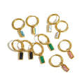 Chic Luxury Gold Plated Natural Stone Huggie Earrings Stainless Steel Malachite Turquoise Square Hoop Earrings for Women