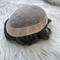 EMEDA Stock Durable Mono Toupee Grey Remy Hair Replacement System