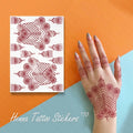 Wholesale Double Hand Application Maroon Waterproof Rose Flower Finger Temporary Henna Tattoo Stickers for Women