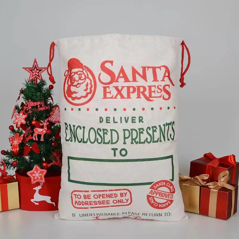 New Santa Bag Personalized Pull String Christmas Decorations Large Candy Gift Bag for Santa Christmas Cookie Bag