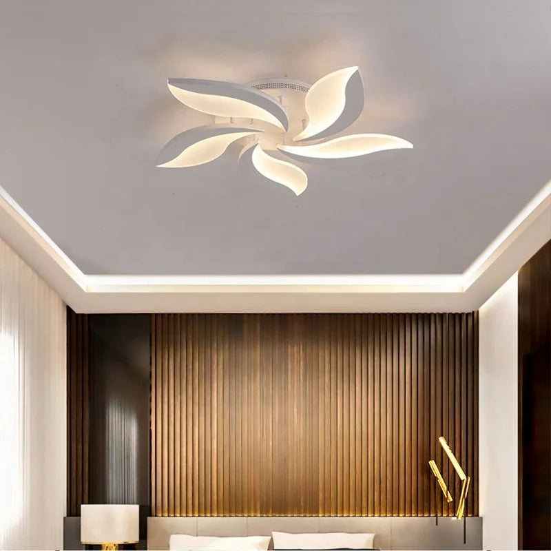 Modern Personality Led Living Room Illumination Stylish Simple Ceiling Lamp Leaf Hall Master Bedroom Stepless Dimming Light