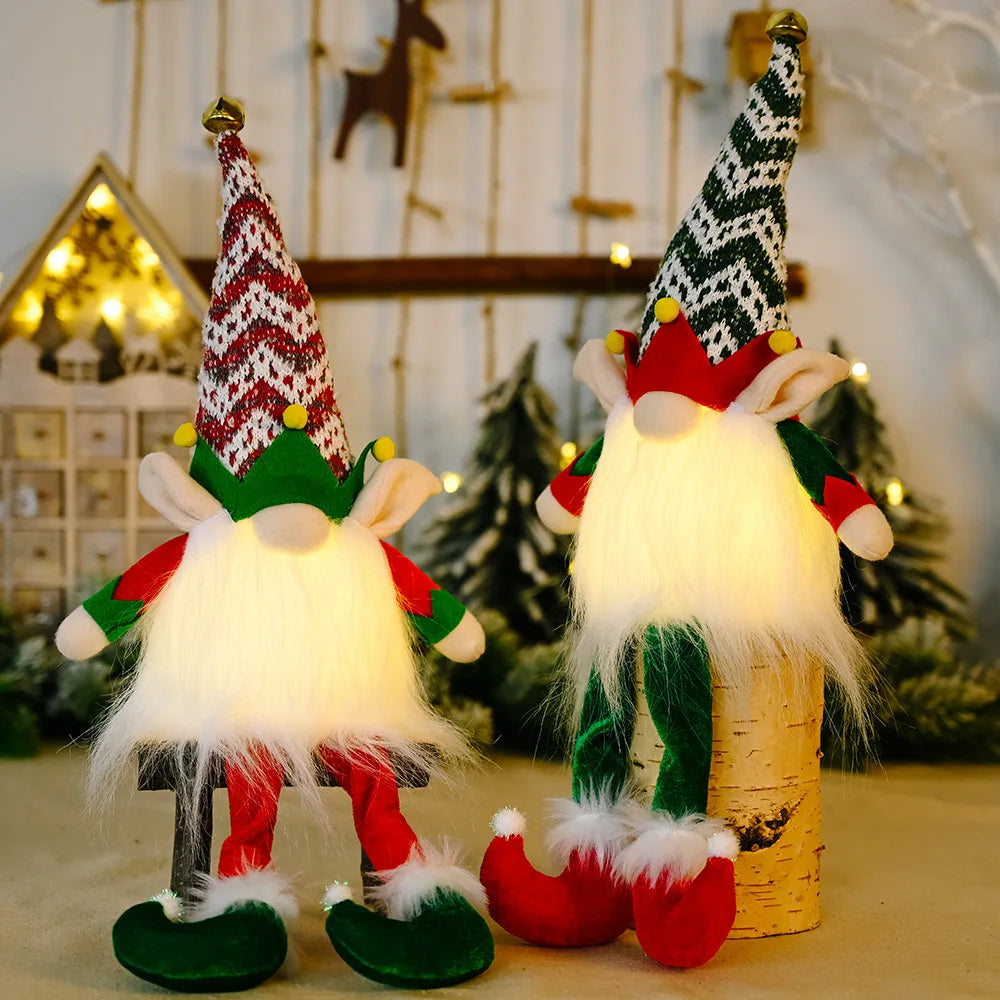 Newish Wholesale Christmas Falceless Rudolph Plush Gnome Elf with Lights