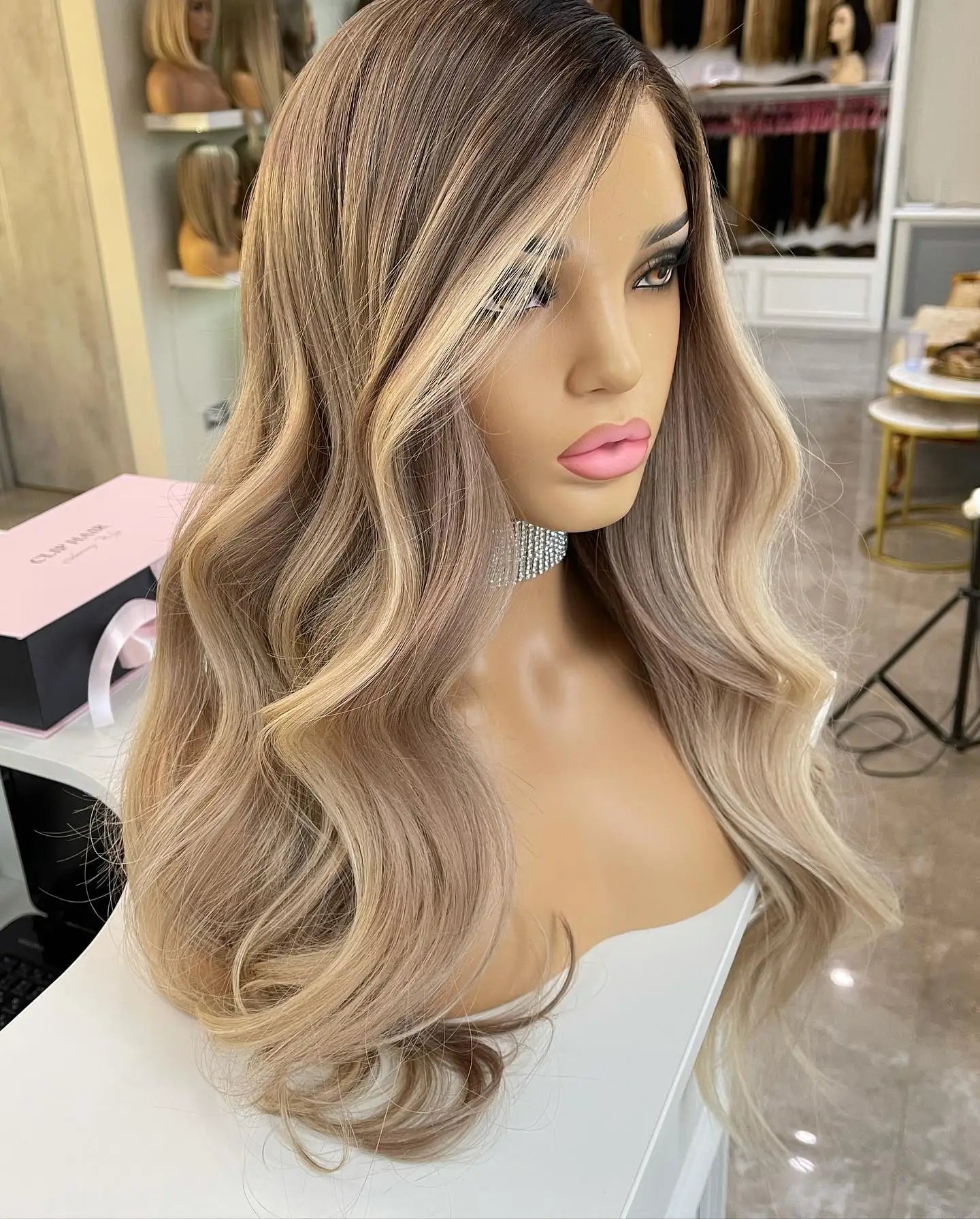 Glueless Wig Baby Blonde Highlight Warm Color BW Virgin Remy Cuticle Aligned European Hair 5x5 Lace Frontal Closure Wigs