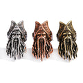 Gold Plated Copper Retro Bead Octopus Long Beard Weird Pirate Rope Pendant Brass Skull Jewelry Accessories DIY Charm