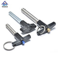 Metric System Stainless Steel T Head Push Button Handle Quick Release Ball Lock Pin with Ring M8-M16 Bright Finish Shouldered