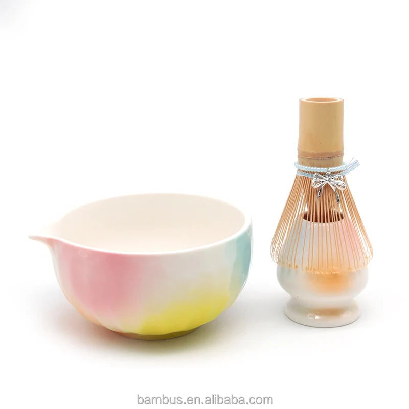 Bambus Customized Eco-Friendly Japanese Bamboo/Ceramic Tea Whisk Gift Set Ceramic Scoop for Modern Matcha Green Tea Ceremony