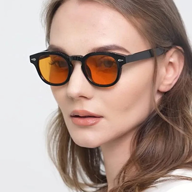 Personality Rice Nail Round Shape Shades Black Frames Tortoise Colorful Rivet Tortoiseshell Round Vintage Sun Glasses
