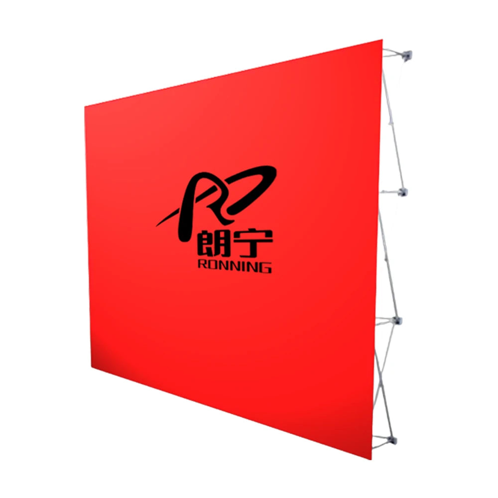 RONNINGSTAR Aluminum Frame Pop-Up Display Banner Stand with Pennant Style Eco-Friendly 260GSM Warp Knitted Fabric Custom Color