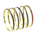 New Trendy PVD Gold Plated Stainless Steel Bracelet for Women Square Color Zircon with Hook Shape Fashion Jewelry Bangles