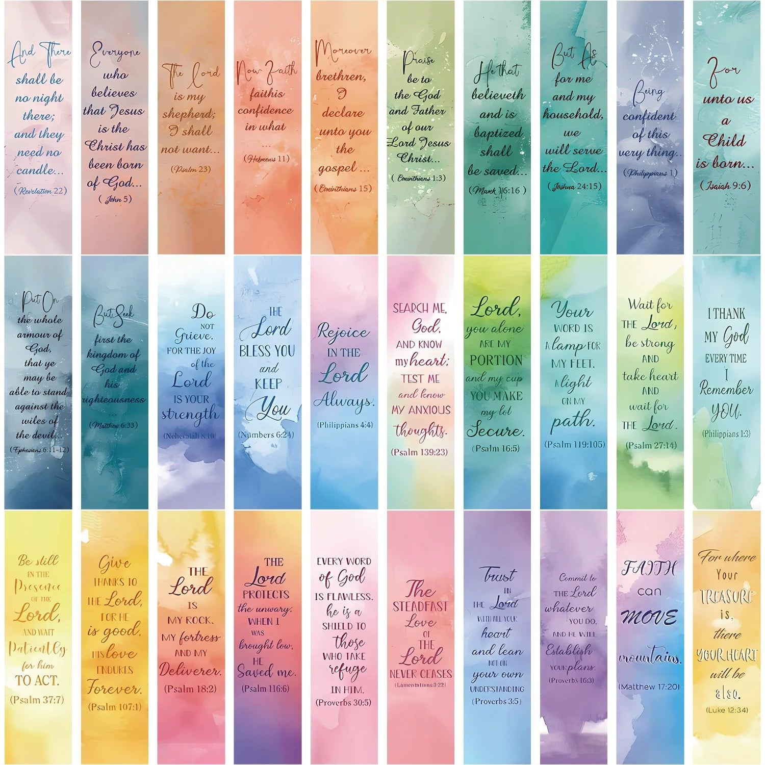 30 Sheets Handmade Watercolor Bible Bookmark Series Creative Literary Material Ins Paper for Reading