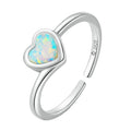 Rainbowking love Opal Sterling Silver Ring S925 Color Opal Heart Shape Simple Jewelry Ring