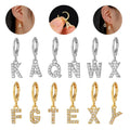 European and American Fashion Earrings Zircon Earrings Stainless Steel 26 English Letters Inlaid Zircon Earrings Studs Hoops