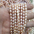 Factory Price 3A High Luster 9-10mm Natural Freshwater Drop Pearls Big Size 16\" Loose White & Pink Strands for Necklace DIY