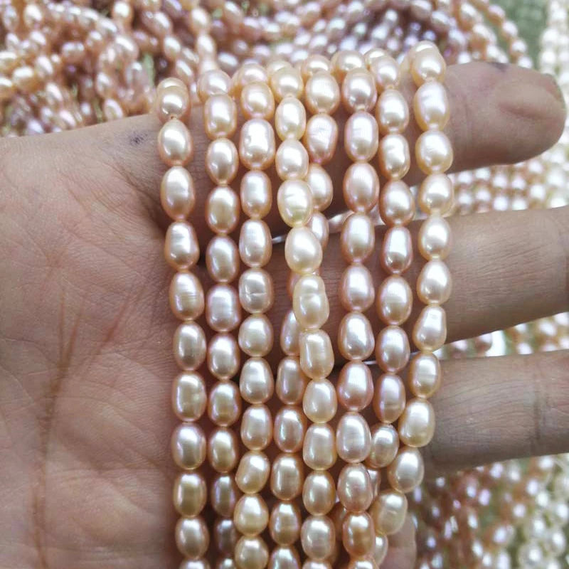 Factory Price 3A High Luster 9-10mm Natural Freshwater Drop Pearls Big Size 16\" Loose White & Pink Strands for Necklace DIY