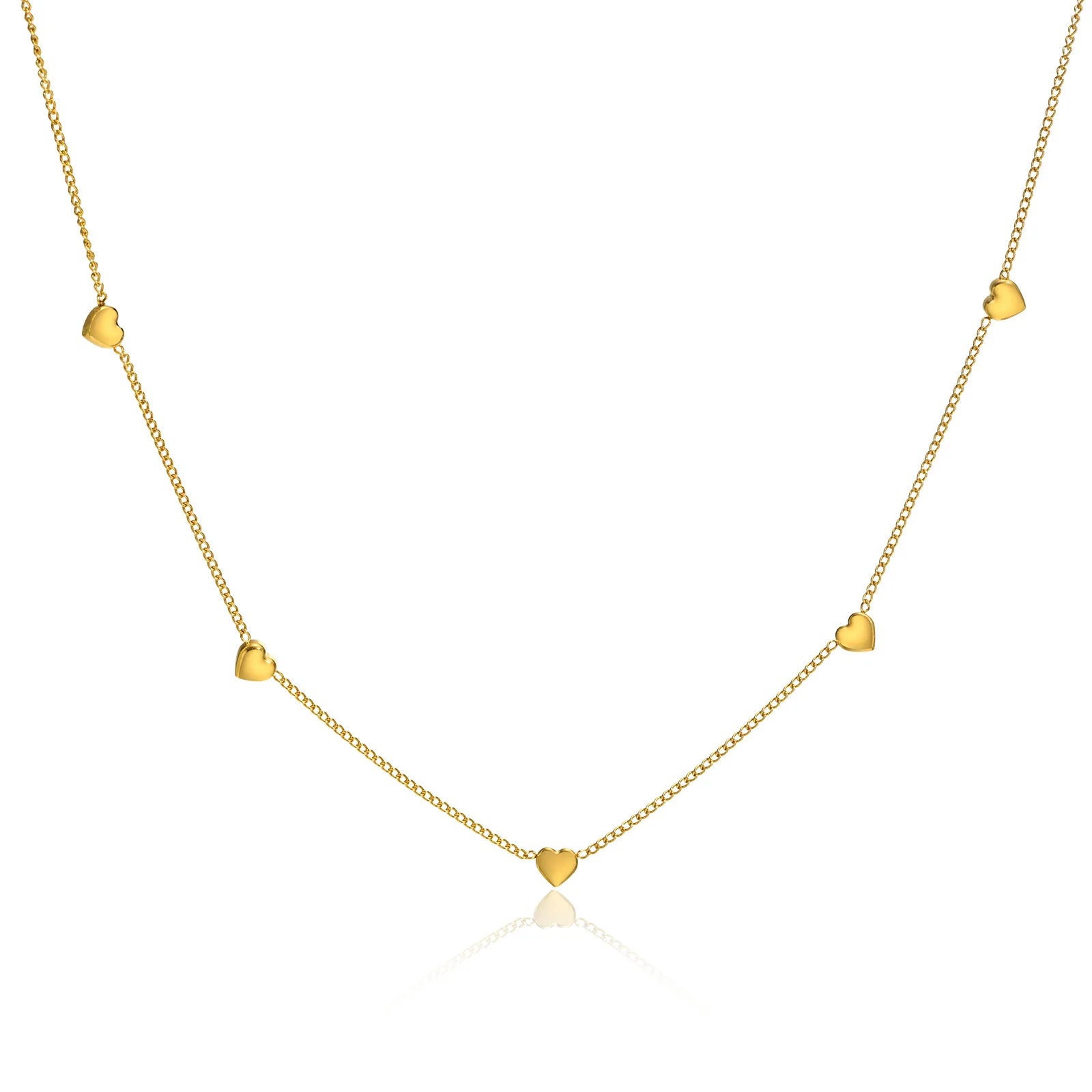 JOOLIM High End Stainless Steel Mini Heart Pendant Dainty Chain Necklace 18K Gold Plated Jewelry Wholesale