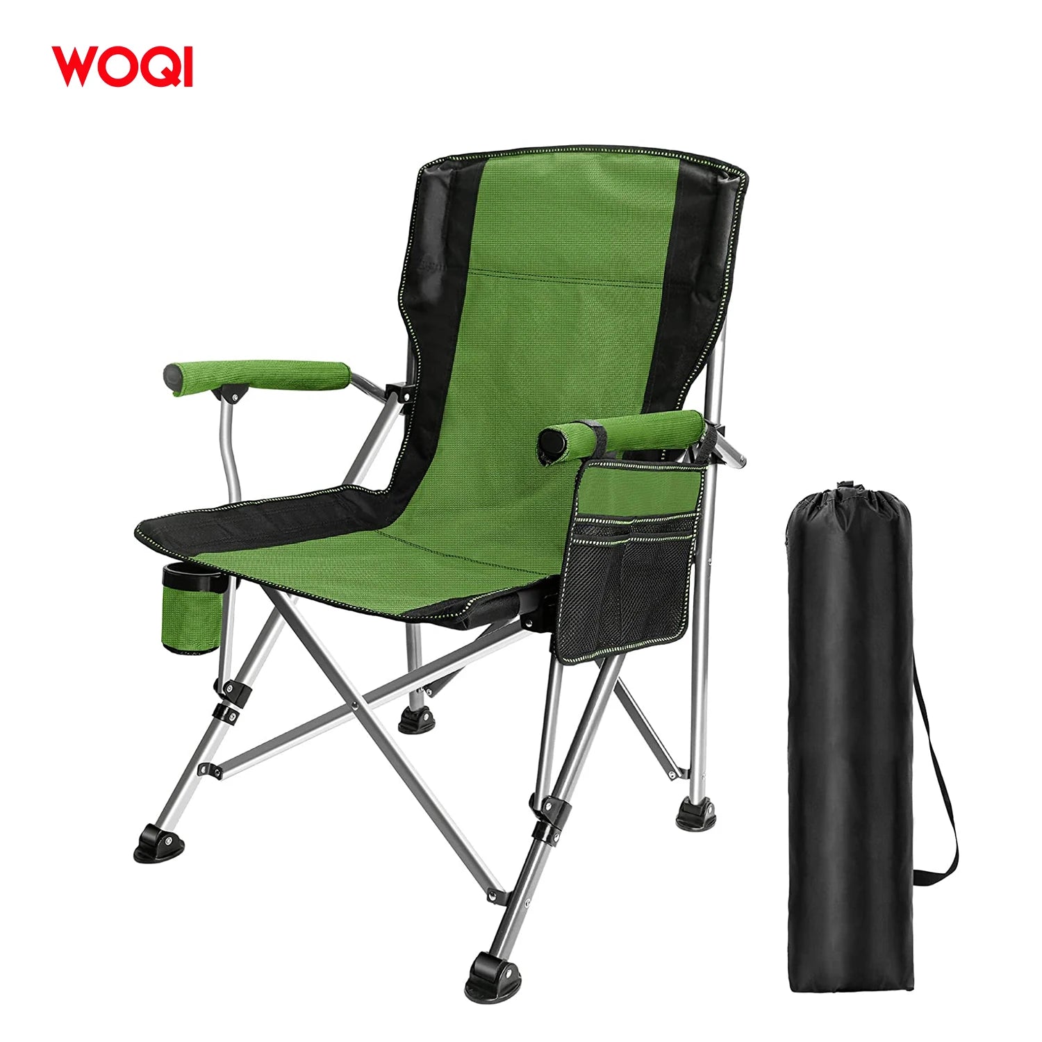 WOQI Adult Modern Iron Folding Arm Camping Tourist Chair High Back Director Chair with Armrests