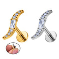 ASTM F136 Titanium 16G Ear Studs S Shape Zircon Top Ear Cartilage Tragus Helix Conch Ear Lobe Labret Lip Body Piercing Jewelry