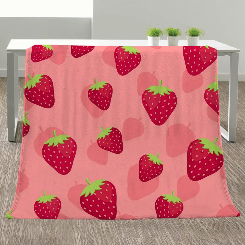 Fruit Printed Flannel Sofa Blanket Make Bed Air-conditioned Small Comforter Shawl Cover Blanket Office Nap Casual Toweling Quilt