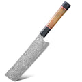 handmade vegetable knife Japanese Nakiri Knife Damascus Steel 67 Layers Acid Rose Pattern with Fluorescent Handle