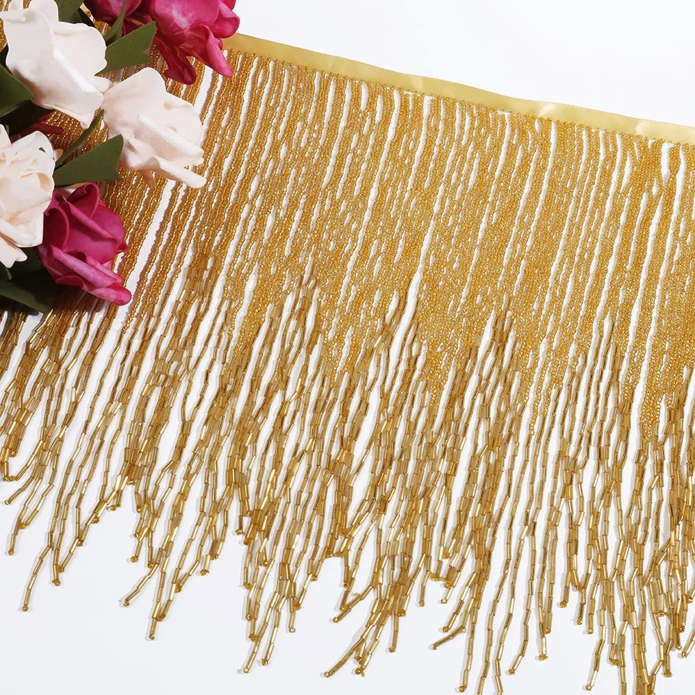 G031 Wholesale Bead Tassel Fringe Trim Dress Applique Rhinestone for Evening Dress