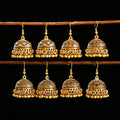 Douvei Gold Plated Golden Round Bead Bohemian Fashion Bells Charms Dangle Hoop Earrings Ladies Jewelry Alloy Earrings