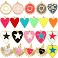 Colourful Enamel Heart Charm Neon Pink White Black Blue Pendant Oil Dropped  Real Gold Plated Colour for Necklace Bracelet K10