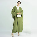Linen Solid Color Plain Abaya for Muslim Women Turkey EID Clothing Plus Size Islamic Dresses