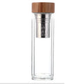 Double Wall Glass Tea Bottle with Bamboo Lid