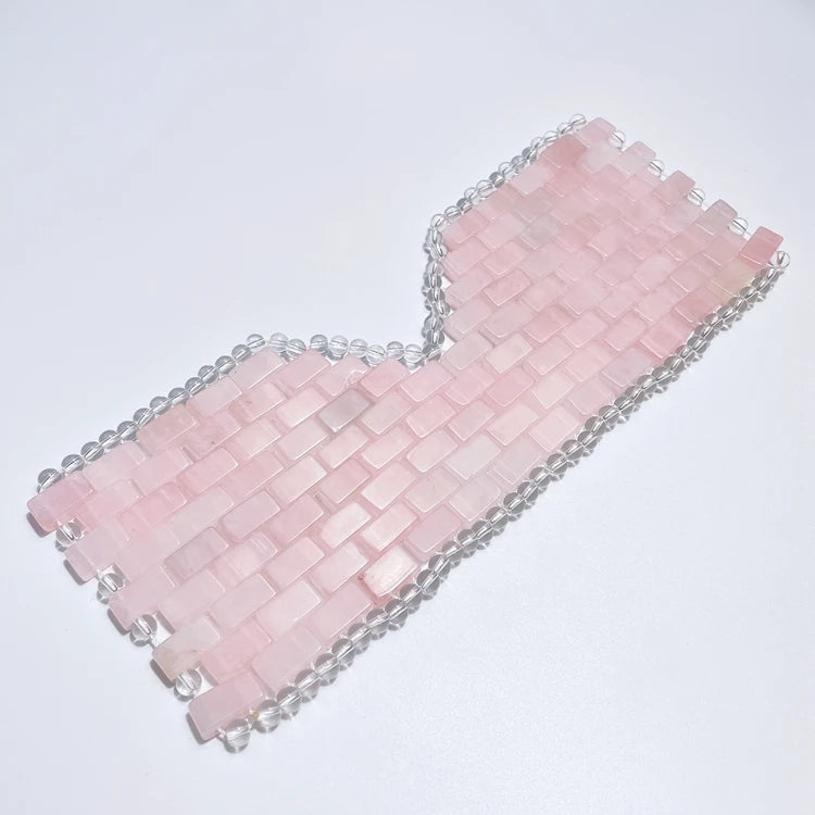 Huiying Private Label Anti Aging Wrinkle Dark Circle natural Pink Crystal rose quartz Gem Eye Mask