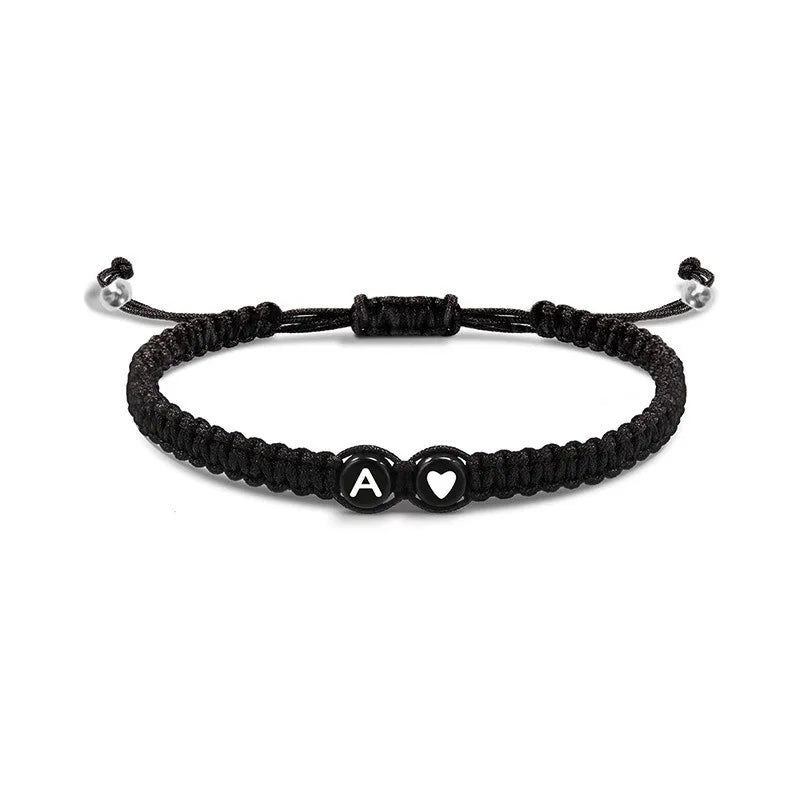 26 Letters Initial Heart Bracelets Handmade Adjustable A-Z Name Braided Bracelets for Women Men Friendship Jewelry Lovers Gifts