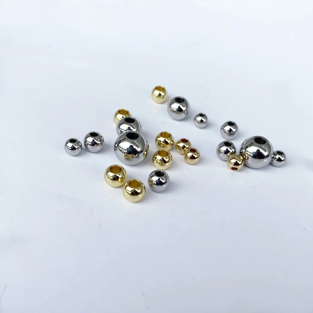 Stainless Steel Gold Color Spacer Beads Charm Loose Bead DIY Bracelets Necklace Beads for Jewelry Making Charms