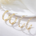 Jiexing Jewelry Big Hollow C-shape Studs Earrings 14K Gold Plate S925 Silver Needle Women Fashion Jewelry Accessories