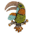 Vintage Elegant Animal Brooch Pin Exaggerated Mixed Color Rhinestone Parrot Brooch Women