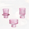 Pink Glass Candlestick Holders Set of 3 for Taper & Pillar Candles-Wedding & Valentine's Day Eco-Friendly Home Decor