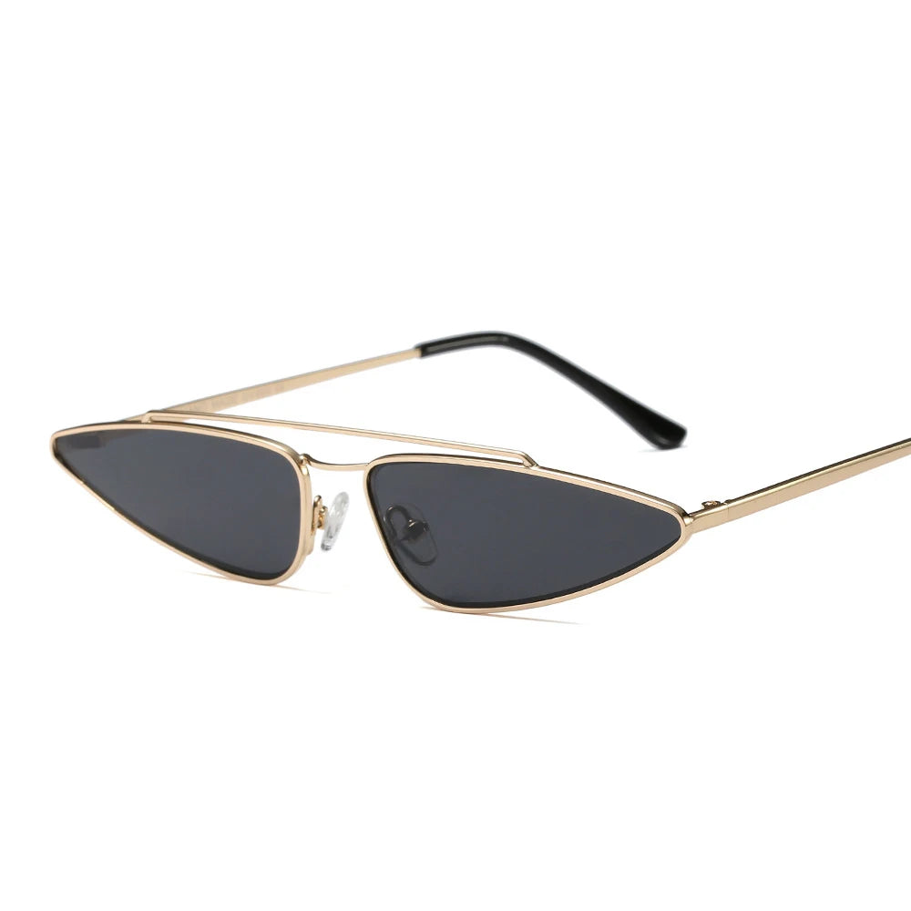 Small Triangle Sunglasses Women 2018 Brand Designer Metal pink Gold Black Cat Eye Sun Glasses for Women Gift UV400 MegaBDM