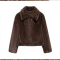 ZATRHMBM Autumn and Winter Women's Coat 2024 New Fashion Artificial Fur Coat Retro Large Lapel Long-sleeved Short Coat