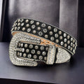 Fashionable Punk Western Cowboy Luxury Rhinestone Designer Men's and Ladies Diamond Alloy Strap High Quality Buckle Silver Belts