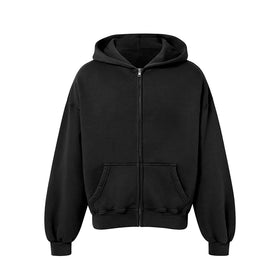 Wholesale Custom Blank Men's Winter Zip-Up Hoodie with Oversized Fit Polyester/Cotton Material OEM Manufacturer