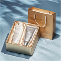 Custom Luxury Rigid Cardboard Gift Beauty Skincare Packaging Box Bag Embossing UV Coating Sponge Lining Recycled Materials for