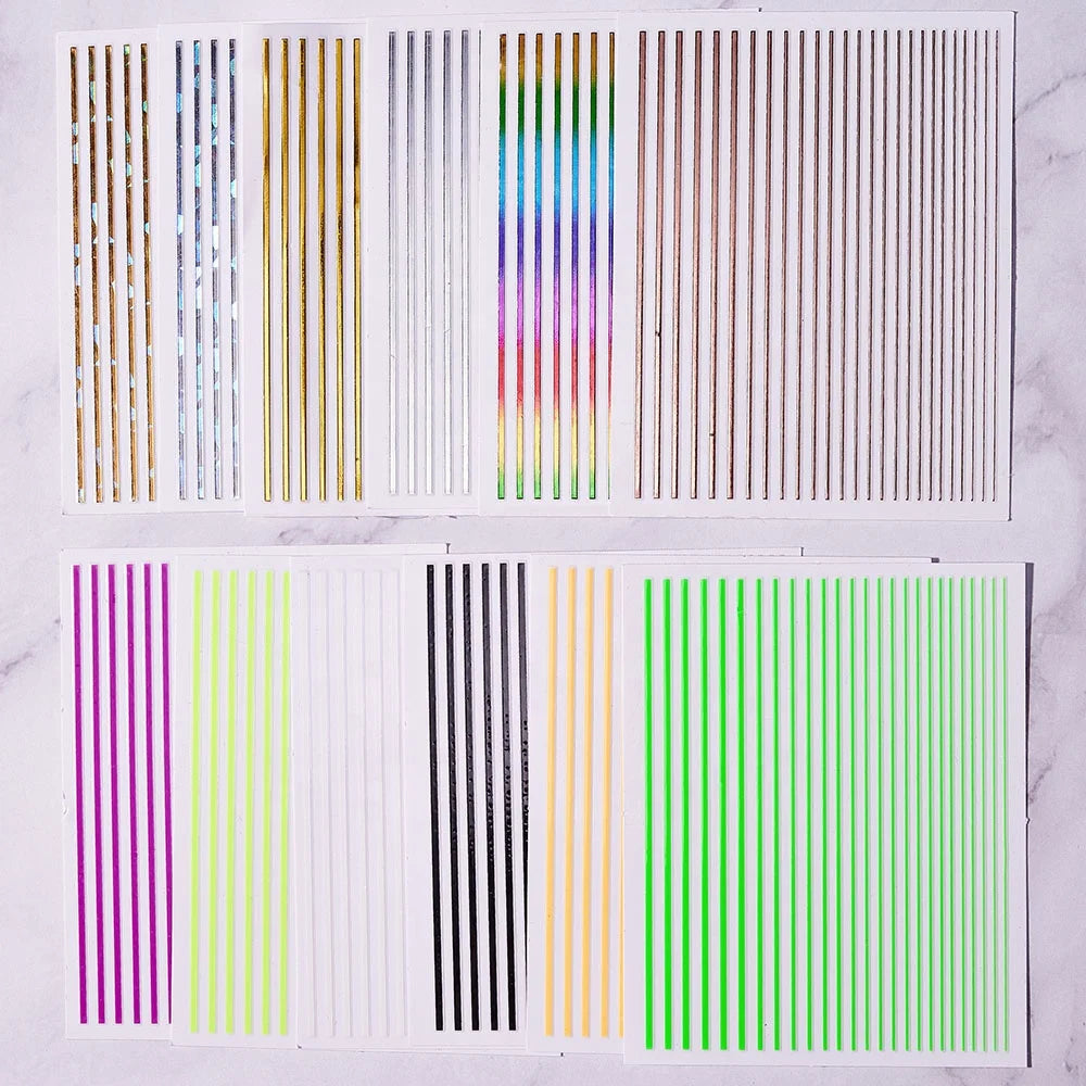 Black/Gold/Rose Gold/Silver Nail Strip Stickers Metal Strip Tape Adhesive DIY Foil Tips Nail Sticker Decals NK111