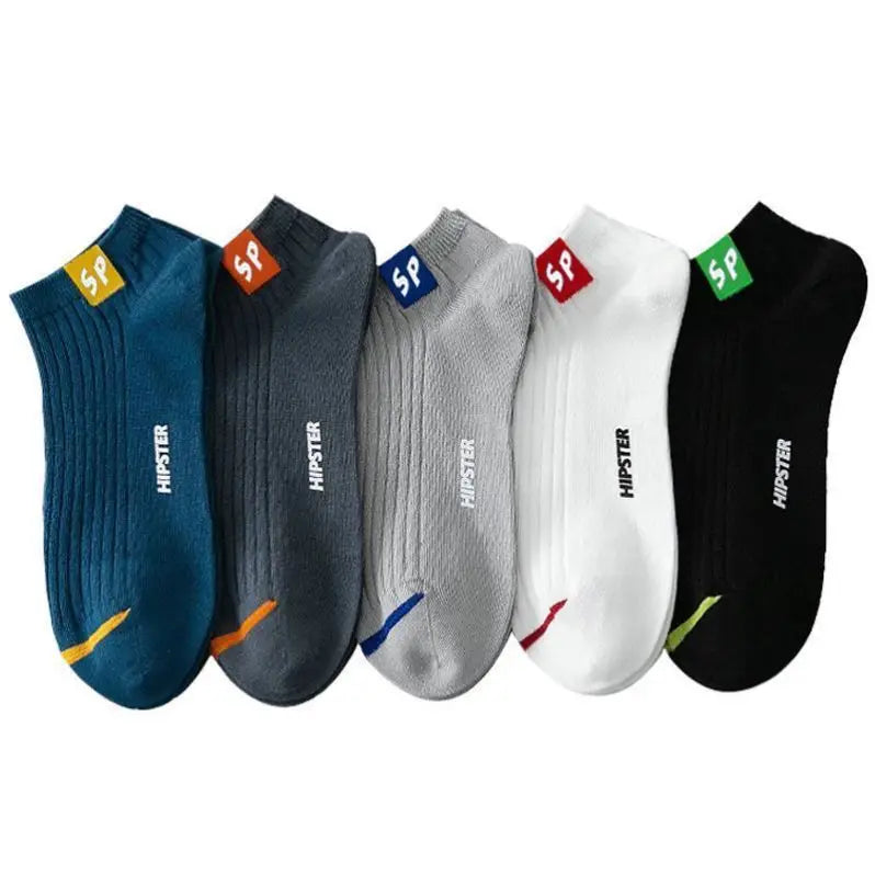 Spring and Summer Good Quality Slouch Soft Letter Jacquard Ankle Polyester Sports Socks for Men
