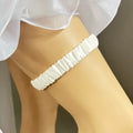 LOWOSAIWOR Real Silk Rhinestone Stretched Thigh-Fitting Wedding Garter Set for Women with Elastic