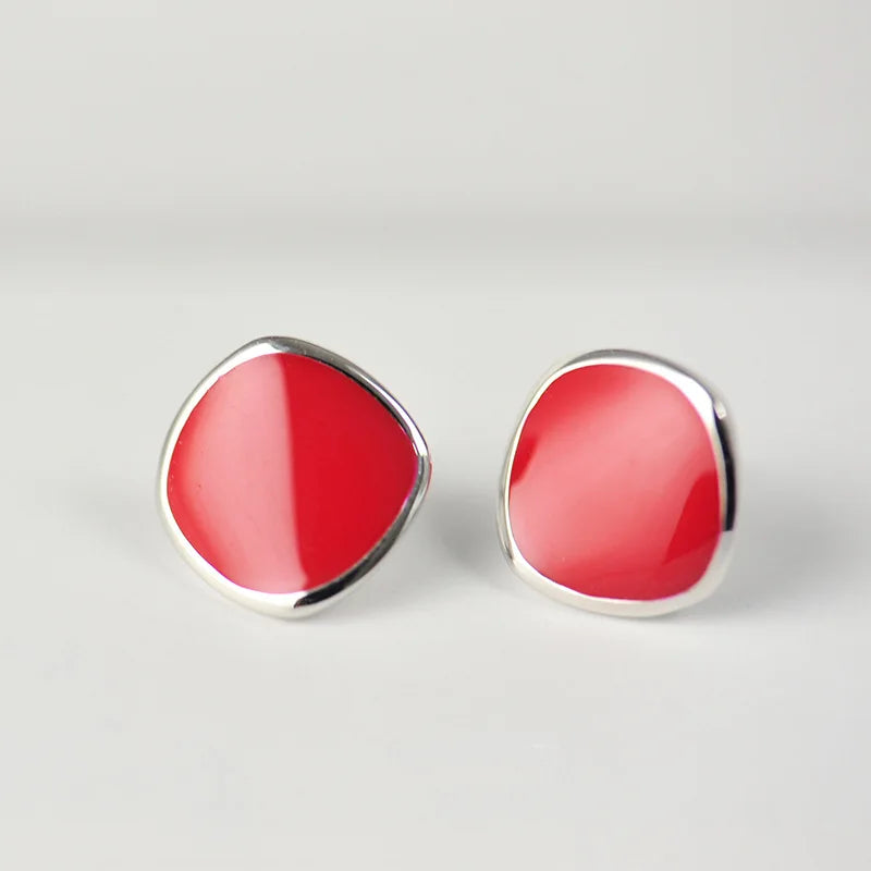 Wholesale  Silver Square Earrings for Women Girls Gift Hot Fashion sterling-silver-jewelry Red Earring Christmas Gift