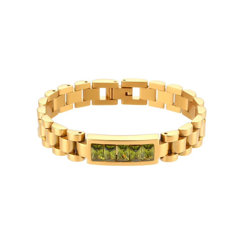 Wholesale Waterproof Women's Stainless Steel Zirconia Bracelet Watchband Gold Plated Tarnish-Free Fashion Charm Bangle
