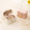 Custom Logo Mini Travel Jewelry Boxes Portable Ring Button Leather Storage Mini Cute Jewellery Case Packaging Necklace Box