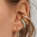 Hot Selling C-Shaped Diamond Alloy Stud Hoop Earrings Bohemian Style Gold Plated Charm Earrings