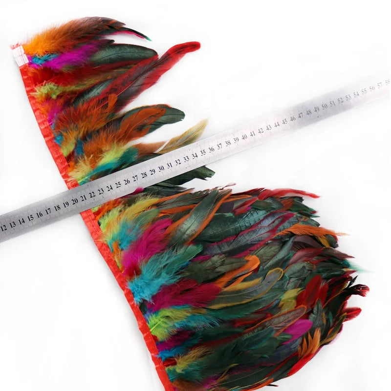 5-7 Inch DIY Chicken Rooster Patterned Feathers Trims Fringe Sewing Crafts Costumes Decoration Multi-Color Dye MegaBDM