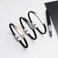 Stainless Steel Men Leather Bracelet DIY Custom Name Bracelet