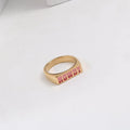 Hot Sales Fashion HOWDY Enamel Stainless Steel Ring 18k Gold Plated Jewelry Rectangle Flat Signet Finger Rings Women